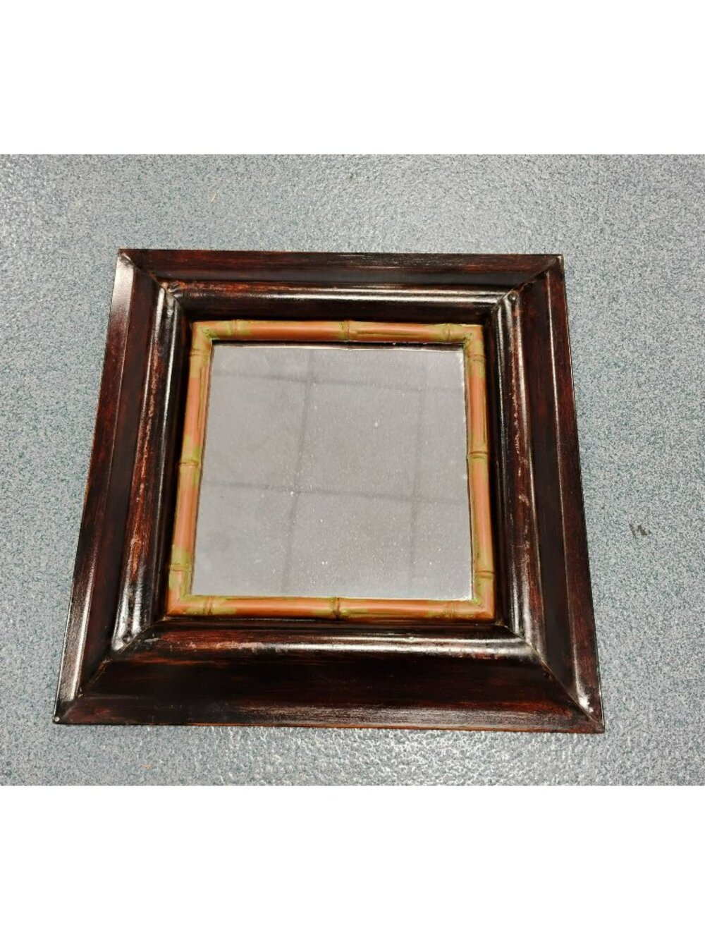 Vintage Homco Square Wall Mirror, Faux Bamboo Chinoiserie Decor, Home Interiors